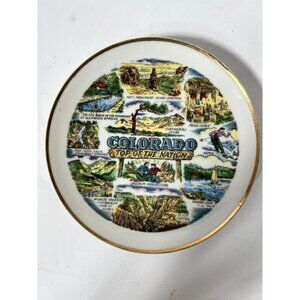 Vintage Colorado Souvenir Plate Gold Rim Collectible